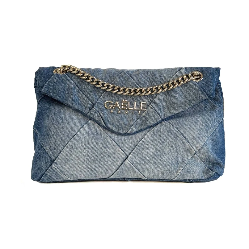 Gaëlle Paris Denim Gewatteerde Schoudertas Compact Ontwerp Blue Dames
