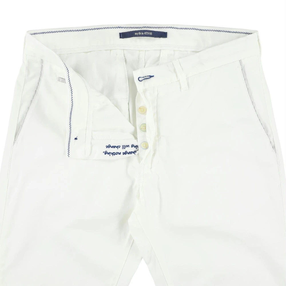 Atelier Noterman Slim Fit Roomkleurige Chino Broek White Heren