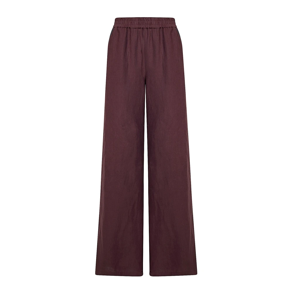 Eleventy Women's Brown Wide Trousers, S, Pantalone Palazzo