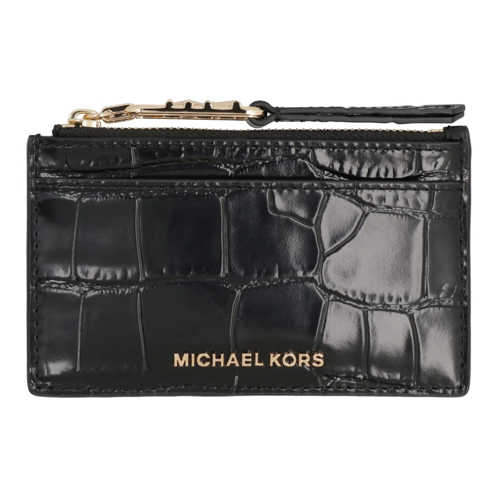 Michael Kors Croco-print kaarthouder met muntenportemonnee Black Dames