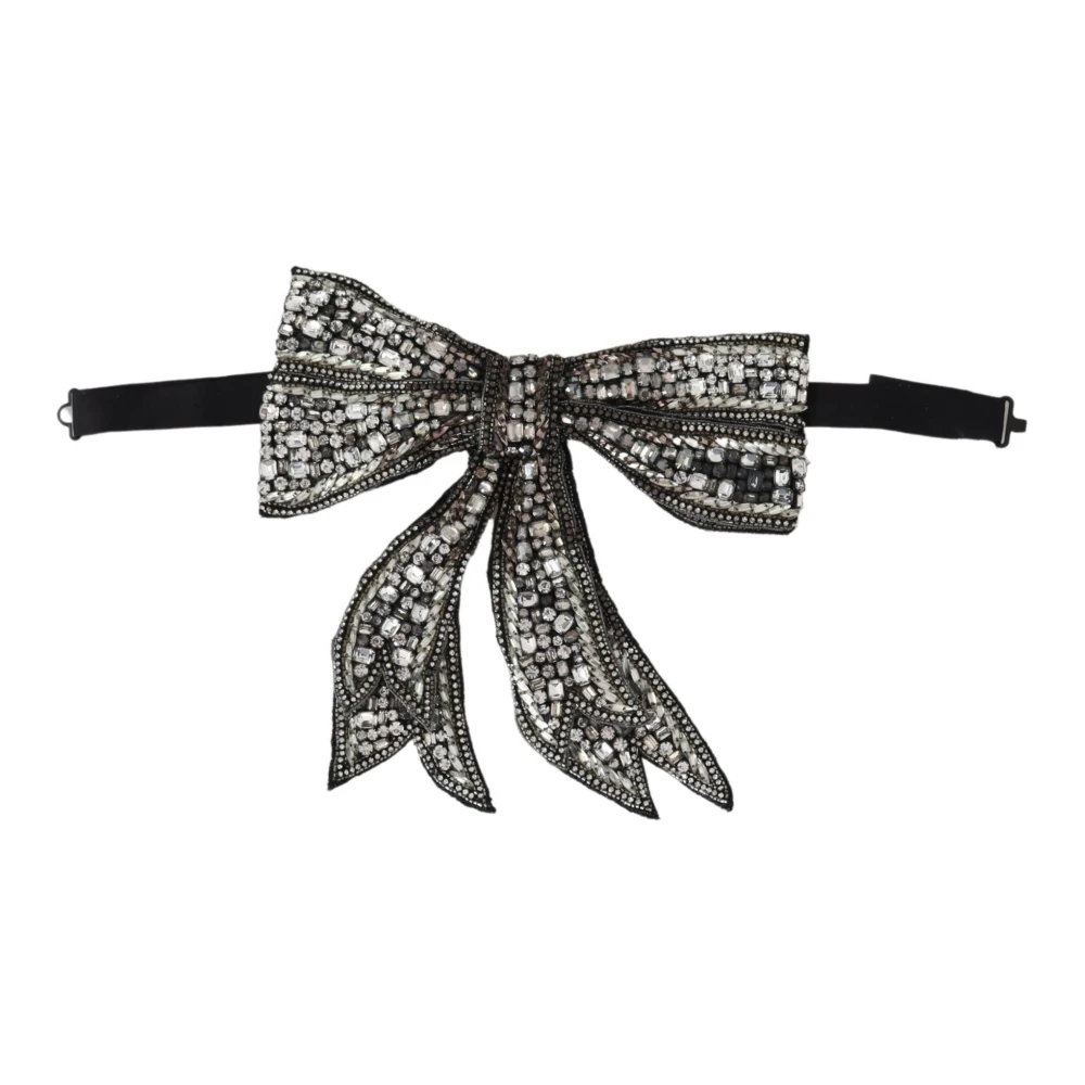 Dolce & Gabbana Kristalversierde Zijden Vlinderdas Black Dames