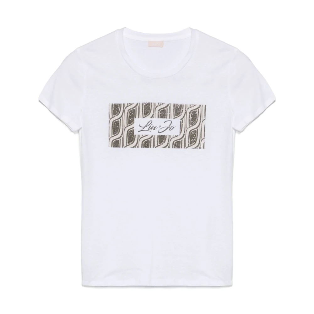Liu Jo Wit Logo Print Crew Neck T-shirt White Dames
