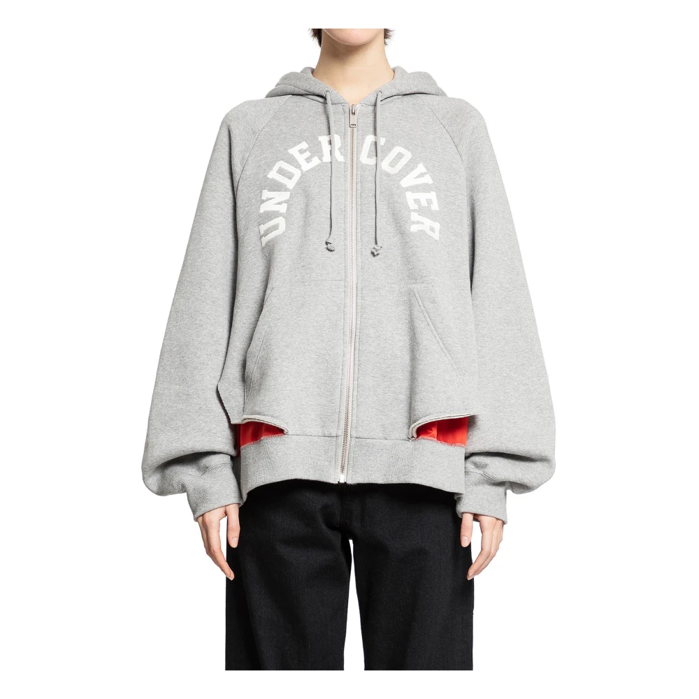 Undercover Grijze Hoodie met Rits en Logo Gray Dames