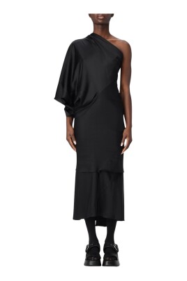 black-satin-one-shoulder-midi-dress