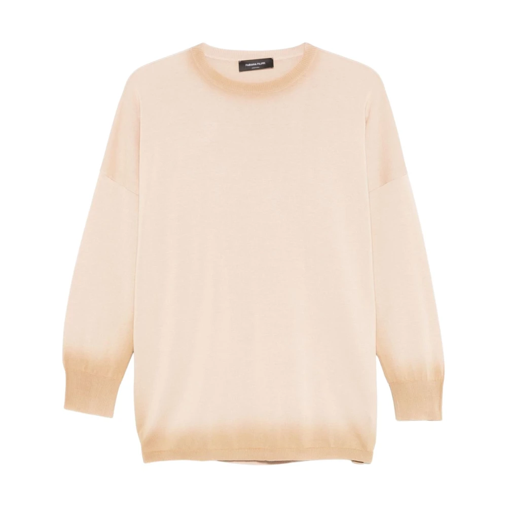 Fabiana Filippi Beige Round-Neck Knitwear, Female, M, Crewneck Jumper