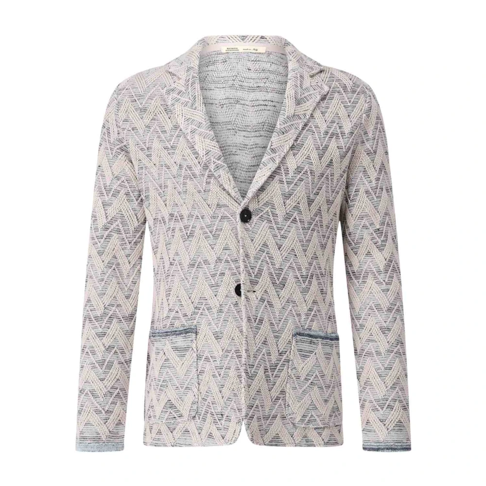 Maurizio Baldassari Chevron Gebreide Blazer met Linnen Beige Heren