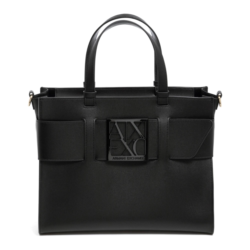 Armani Exchange Eenvoudige Tote Tas met Verstelbare Band Black Dames