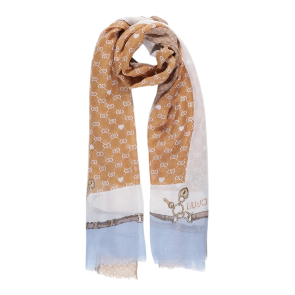 Liu Jo Stijlvolle Bedrukte Polyester Sjaal Beige Dames