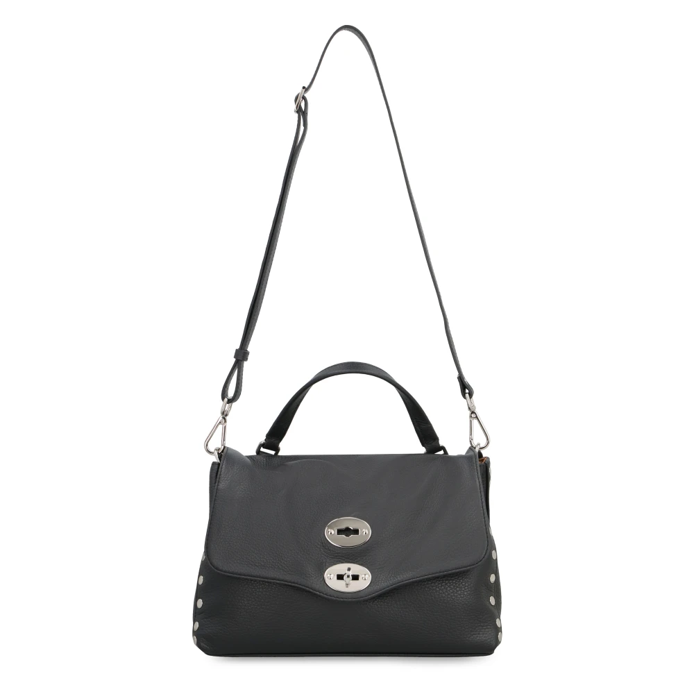 Zanellato Gestikte leren handtas met draaislot Black Dames