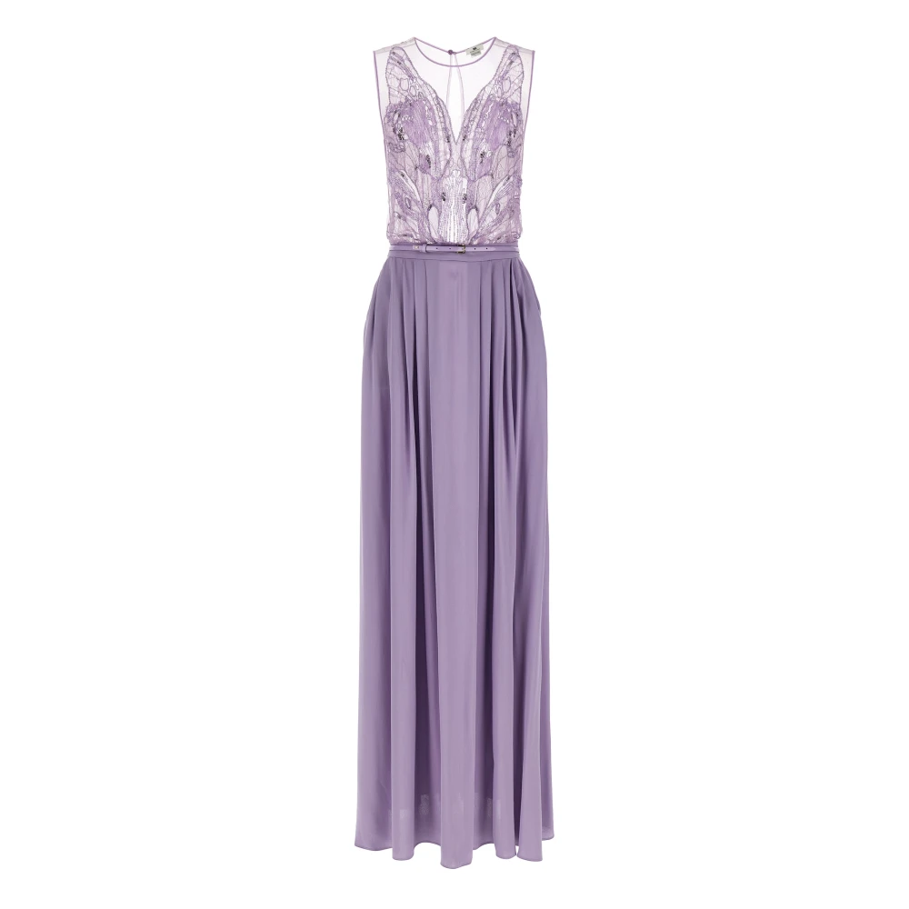Elisabetta Franchi Purple Gowns, Female, Xl, Red Carpet Long Dress