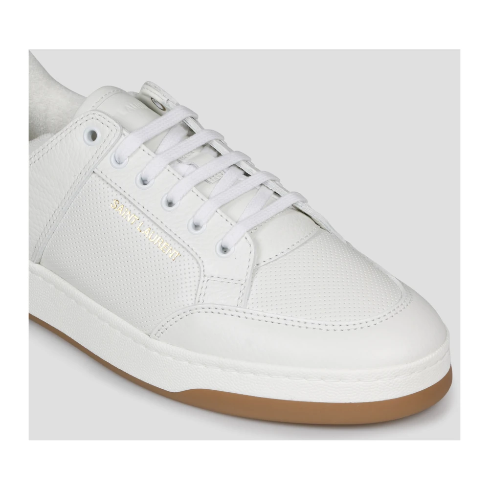 Saint Laurent Laag Model Sneakers van Geperforeerd Leer White Heren