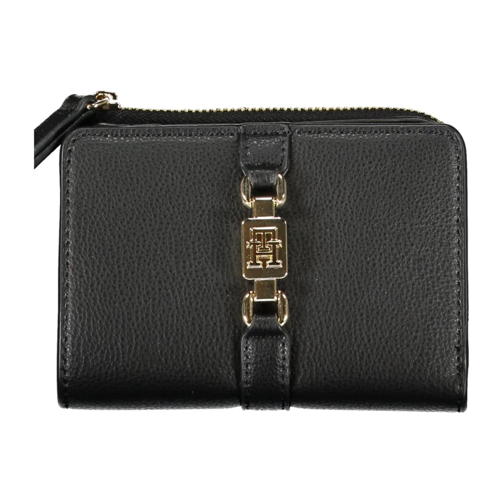 Tommy Hilfiger Damesportemonnee Zwart Contrastdetails Rits Black Dames