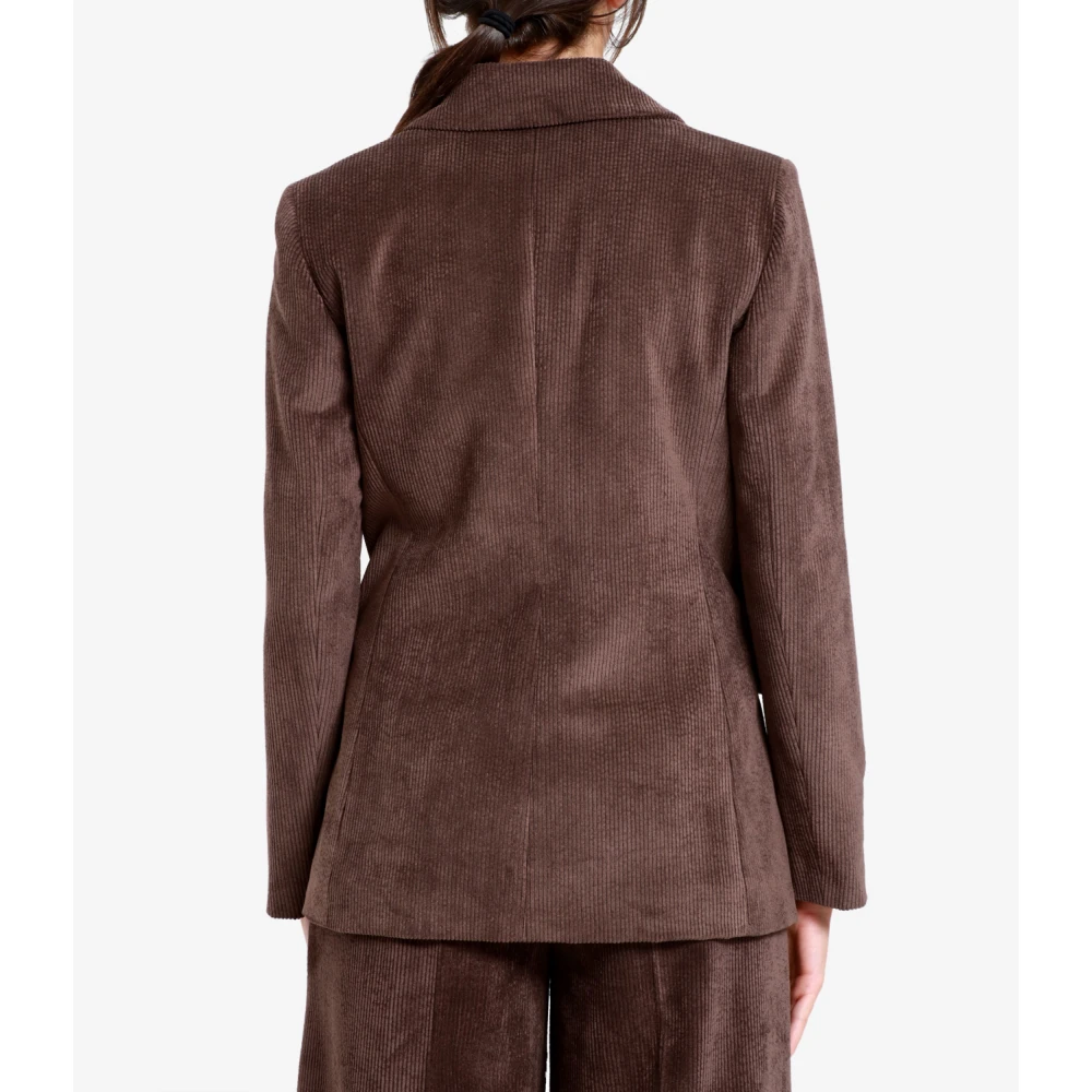 Pennyblack Bruine Corduroy Jas Dubbele Rij Krappe Pasvorm Brown Dames