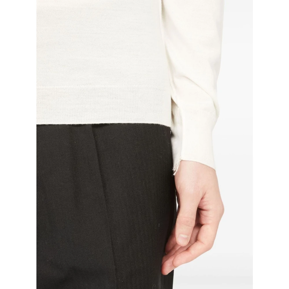 Maison Margiela Witte Gebreide Trui met Ribboord White Heren