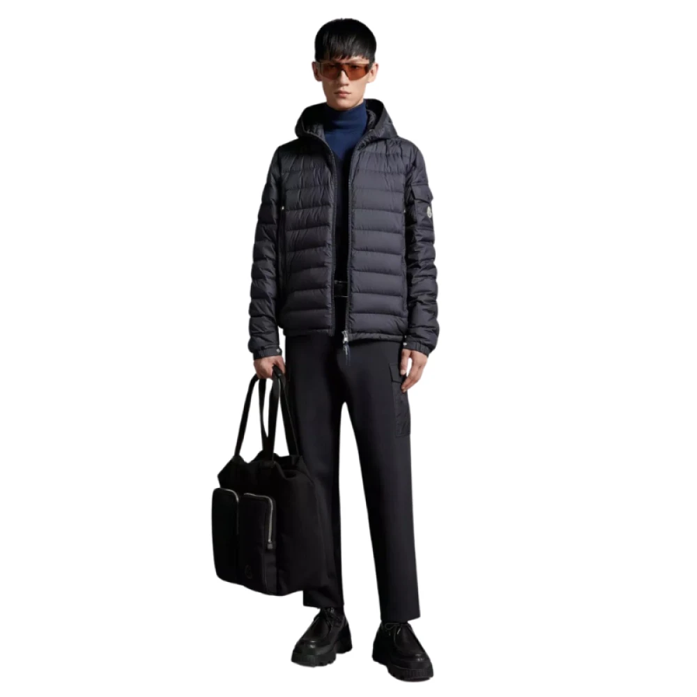 Moncler Korte Galion Marineblauwe Gewatteerde Jas met Capuchon Blue Heren