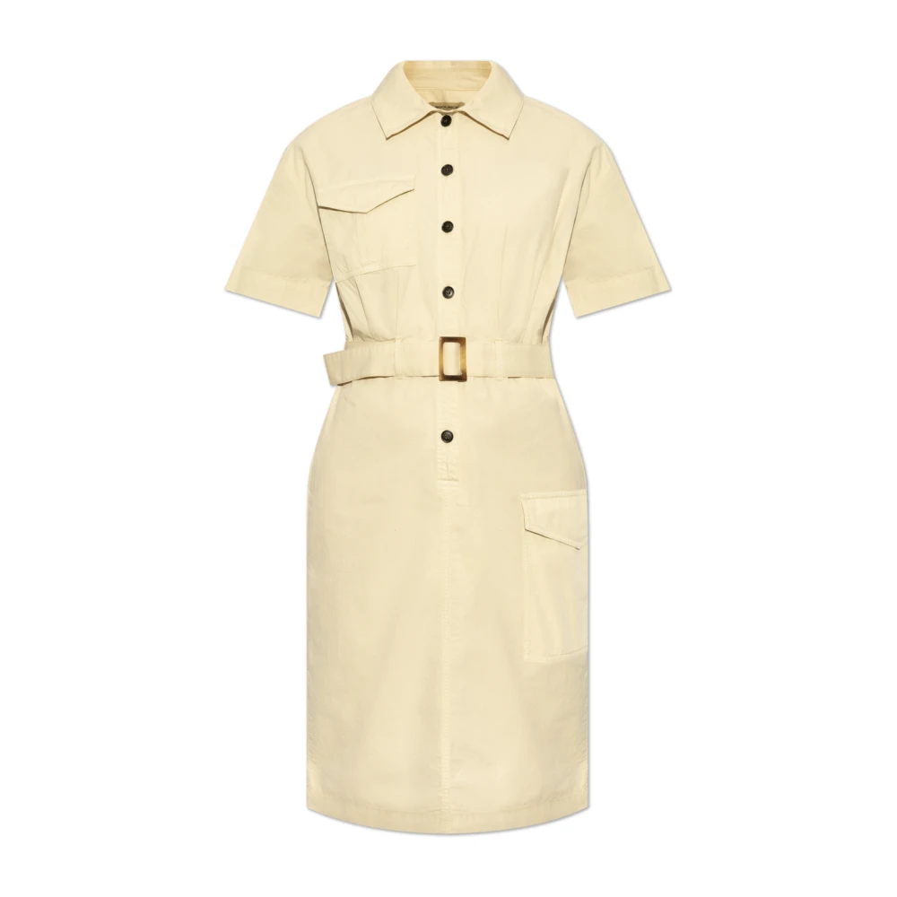 Woolrich Beige Dress With Belt - Female - Shirt Dresses - Xs - Dresses