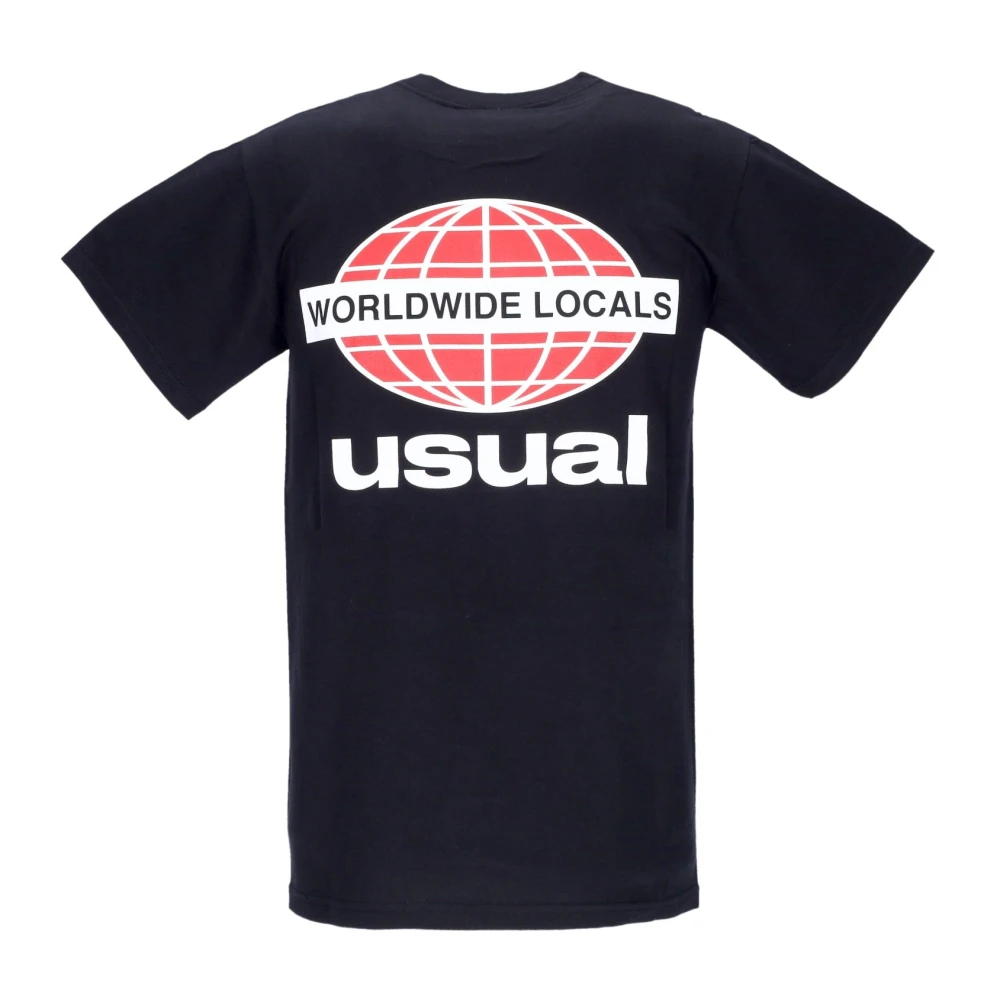 Usual Worldwide Locals Tee Zwart T-shirt Black Heren