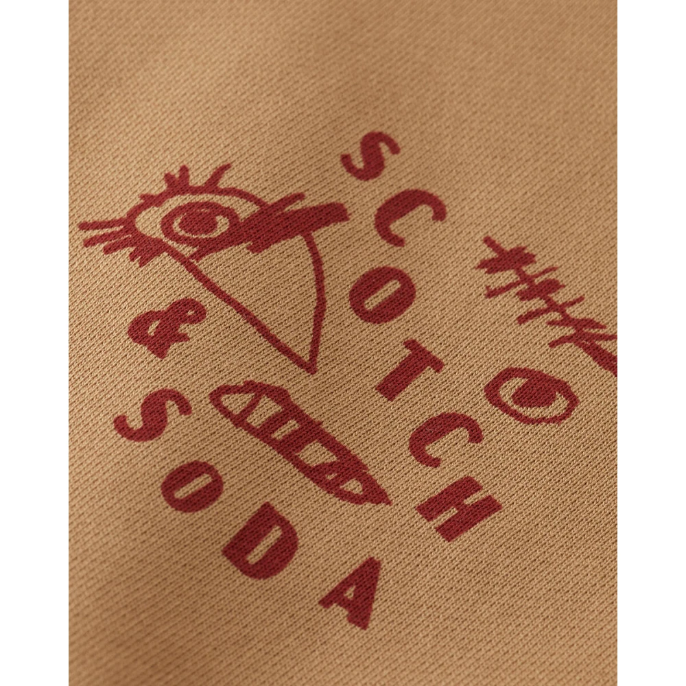 Scotch & Soda Logo Sweatshirt Regular Fit Brown Heren