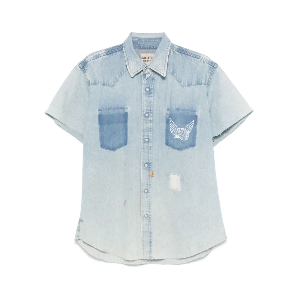 Gallery Dept. Lichtblauw Grafisch Print Shirt Blue Heren
