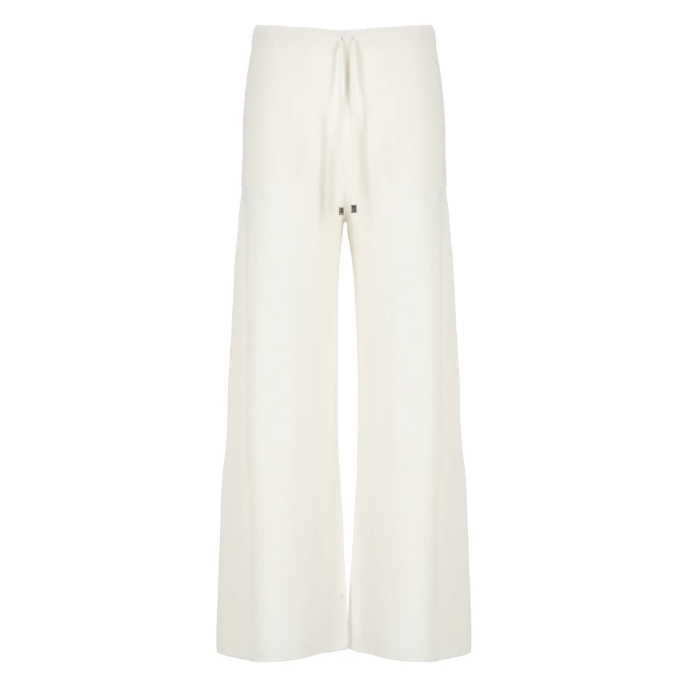 Antonelli Firenze Ivoor Wol Zijde Broek Elastische Taille Beige Dames