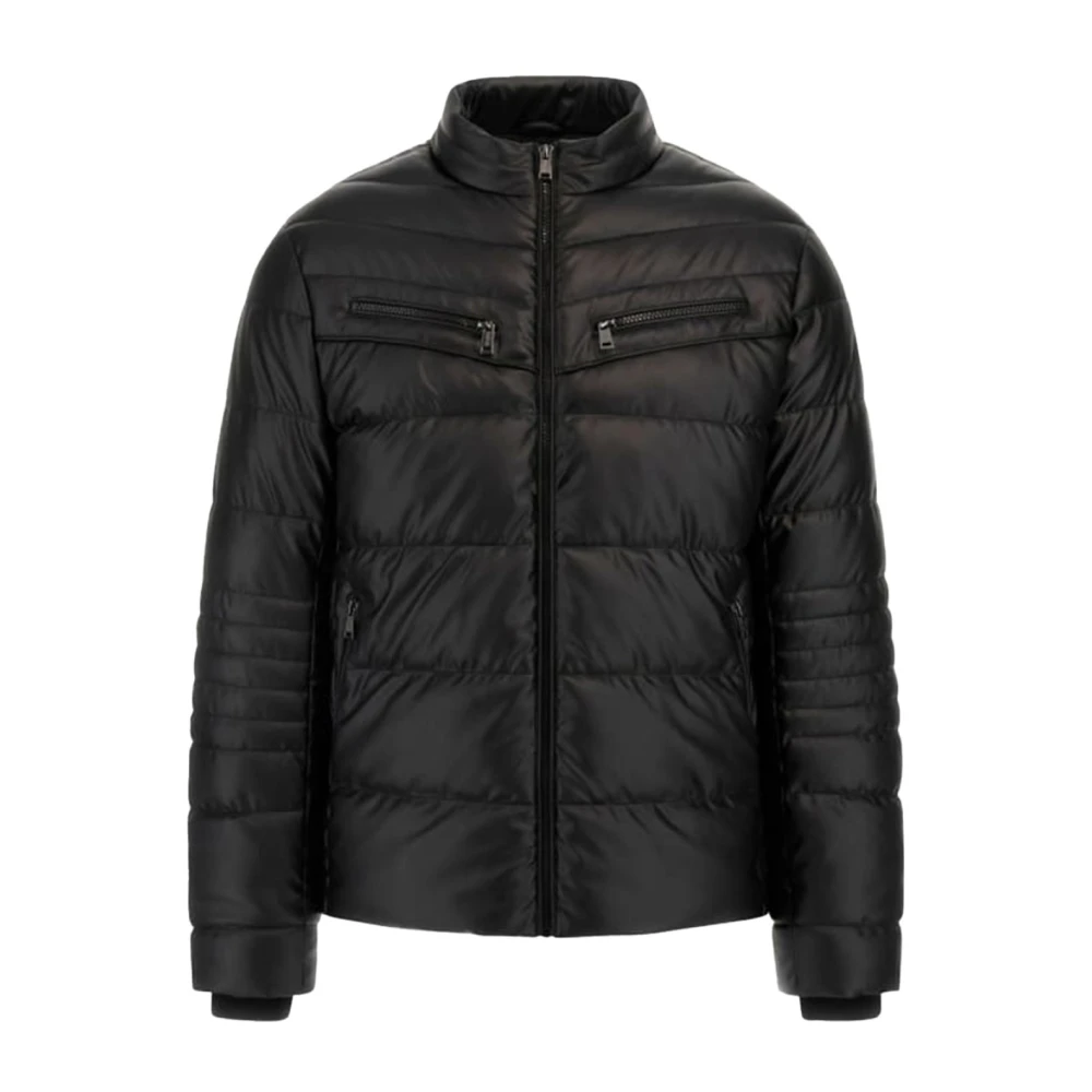 Guess Zwarte PU Leren Rits Jas Black Heren