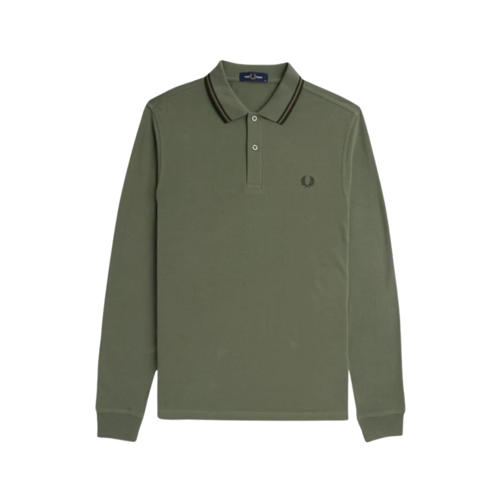 Fred Perry Långärmad polo med randig kant Green, Herr