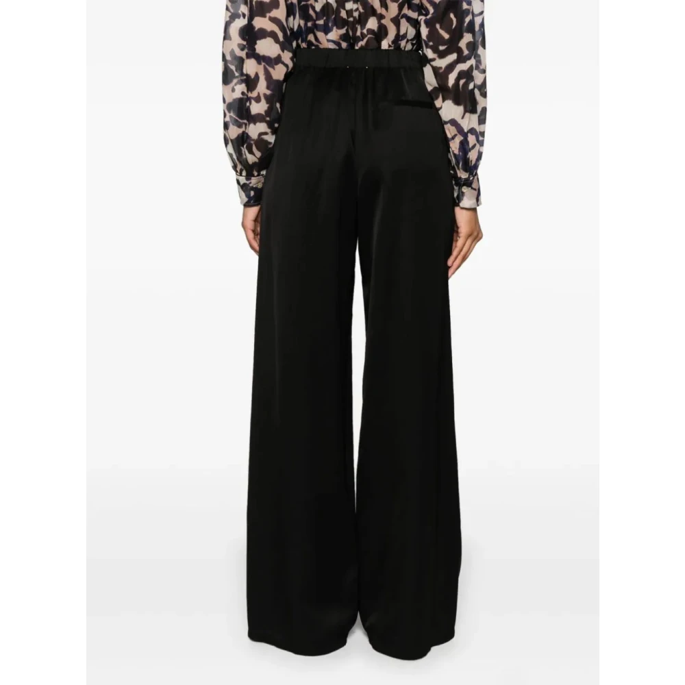 Forte Zwarte Wijde Pijp Viscose Wol Broek Black Dames