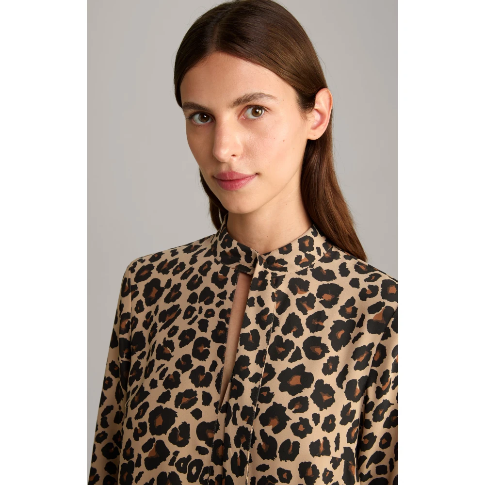 Joop! Luipaardprint Jurk met Decoratieve Kraag Brown Dames