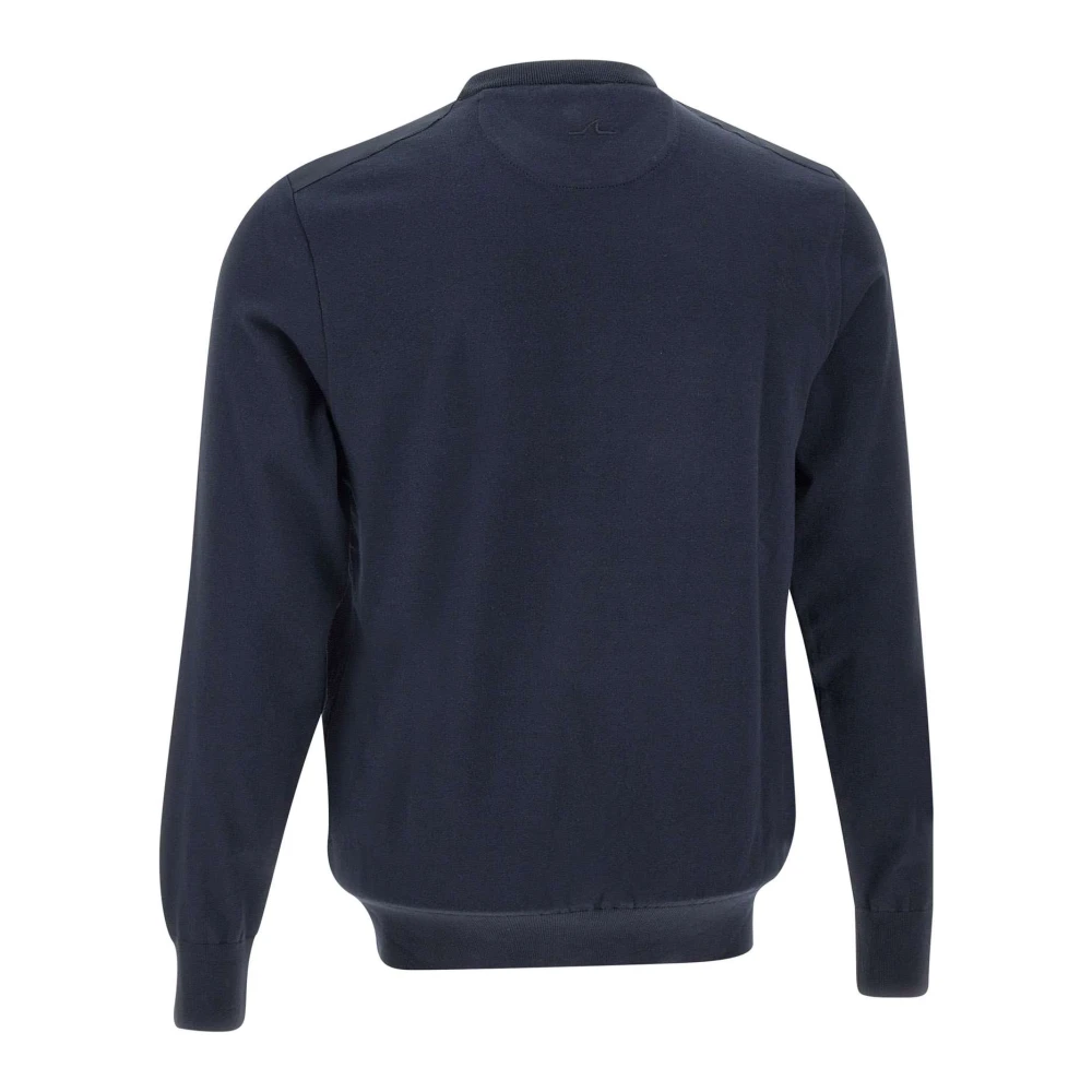 PAUL & SHARK Blauwe Crew Neck Sweater met Contrasterende Inzetstukken Blue Heren