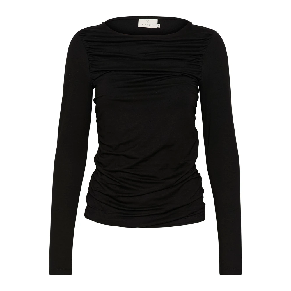 Kaffe Zwart Diep Gedrapeerde Blouse Black Dames