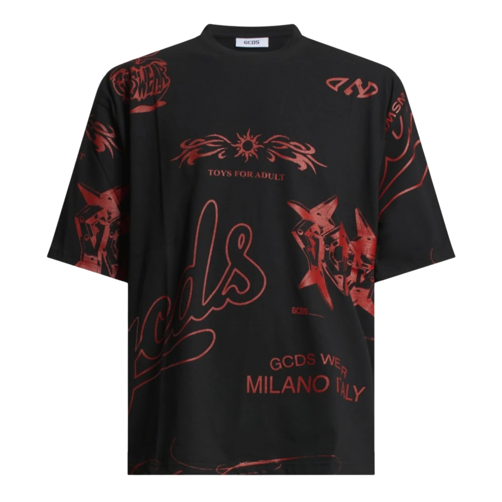 Gcds Black T-Shirts, Male, M, Short Sleeve T-Shirt