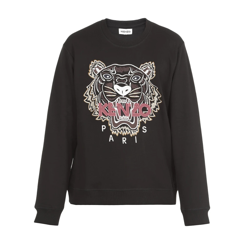 Kenzo Zwarte Tiger Logo Katoenen Sweater Black Heren