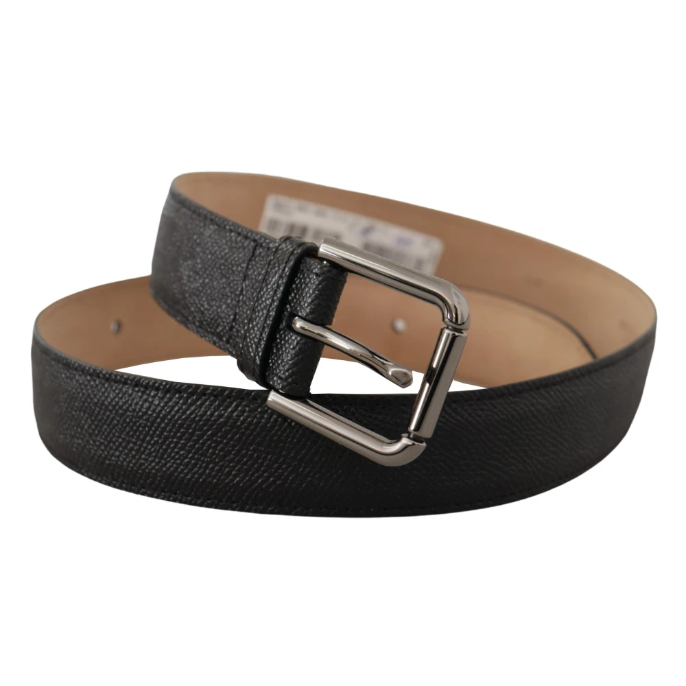 Dolce & Gabbana Elegante zwarte leren riem met metalen gesp Black Heren