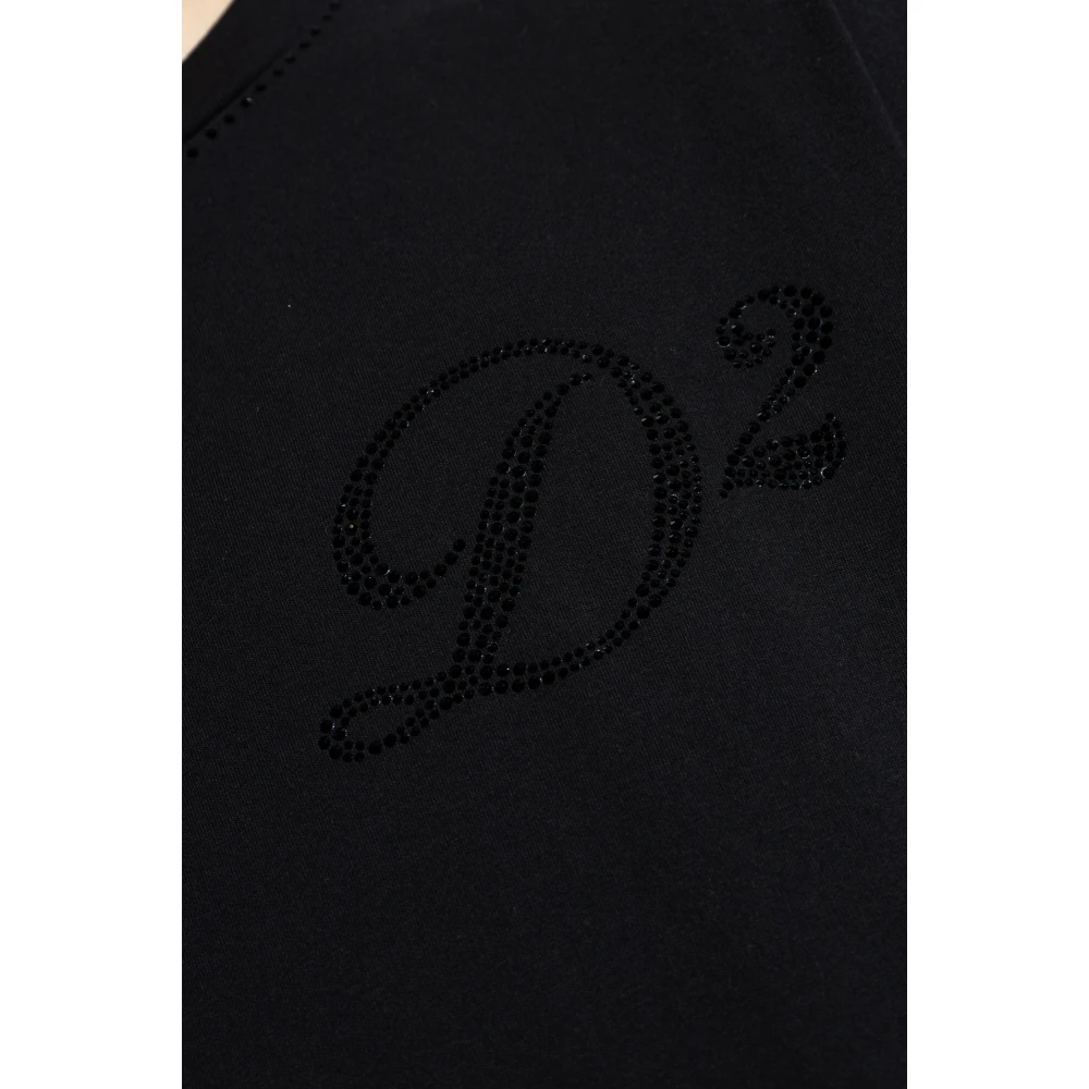 Dsquared2 T-shirt met glinsterende kristallen Black Heren