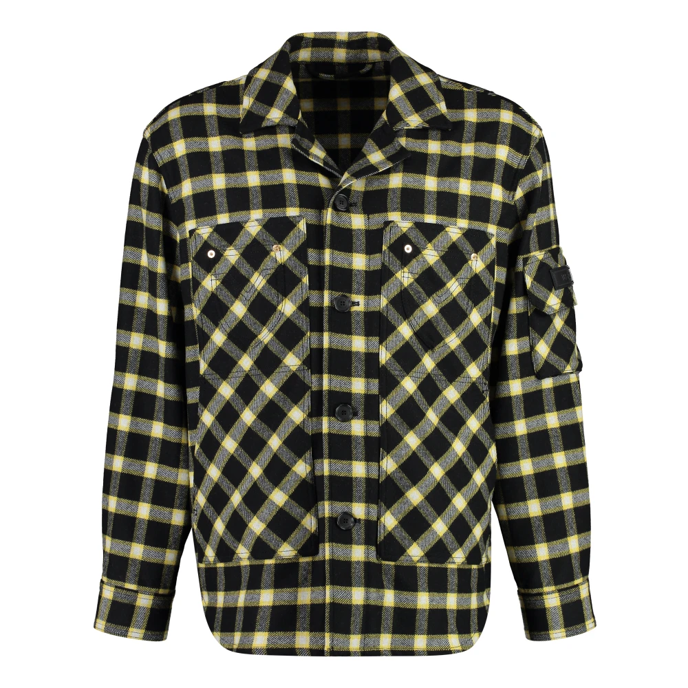 Versace Wollen Overshirt met Zakken Black Heren