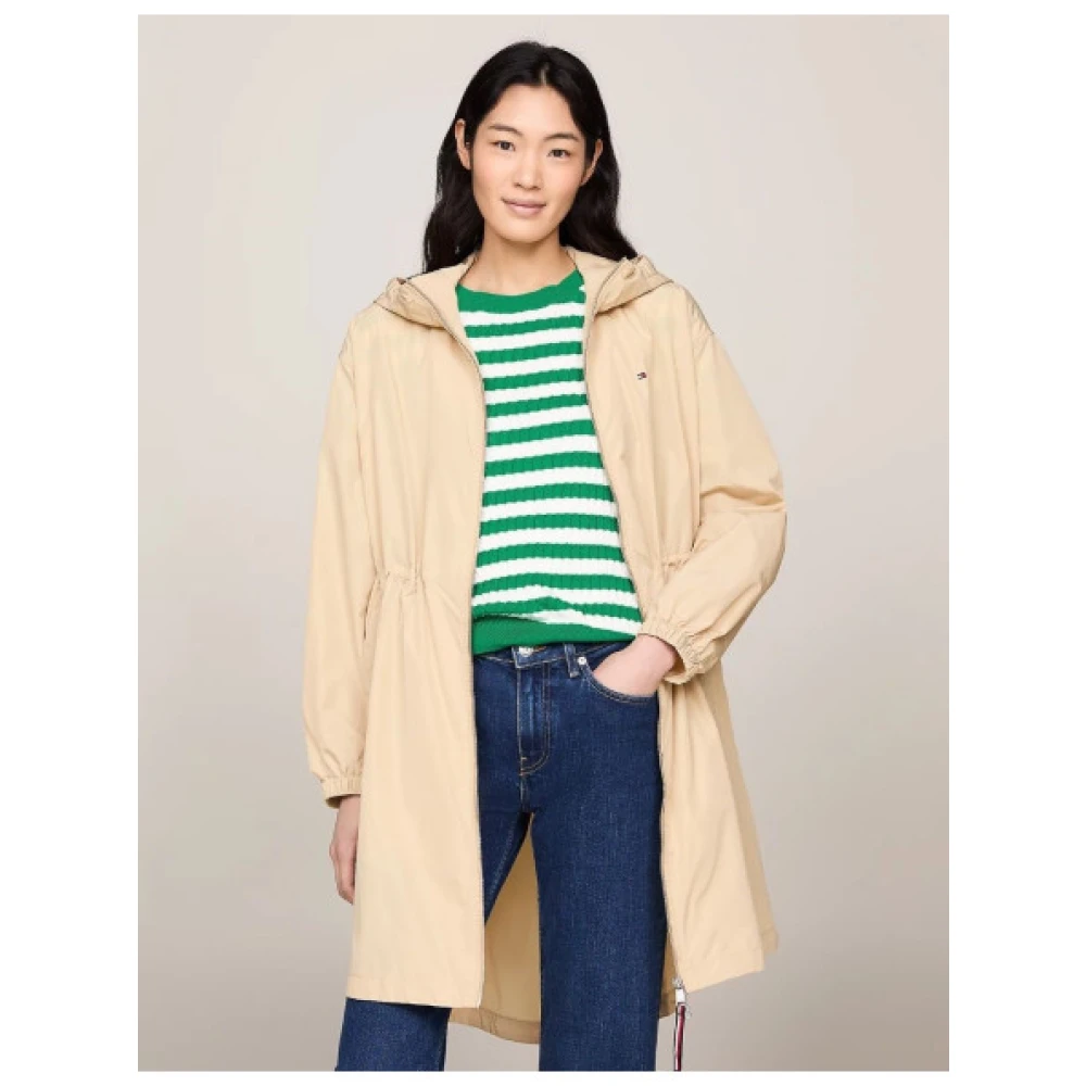 Tommy Hilfiger Winddichte Parka met Capuchon en Zakken Beige Dames