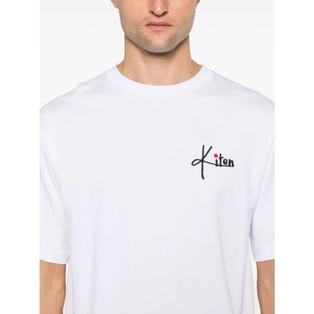 Kiton Witte Katoenen T-shirt met Logo White Heren