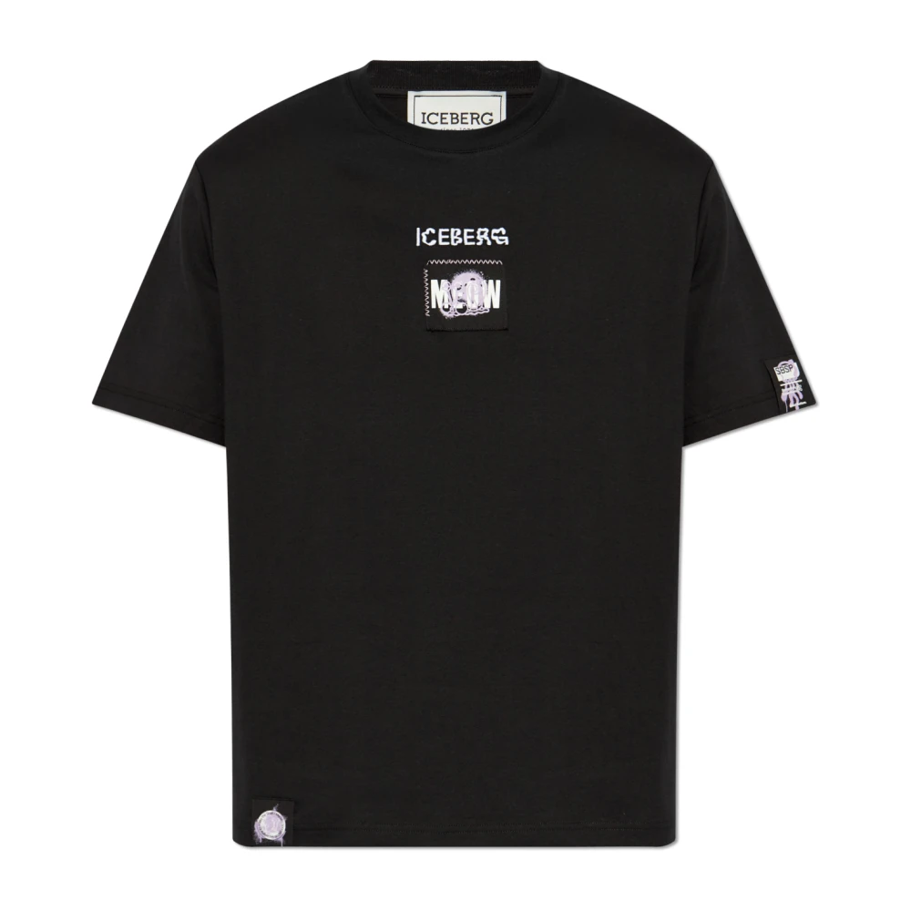 Iceberg T-shirt met patches Black Heren
