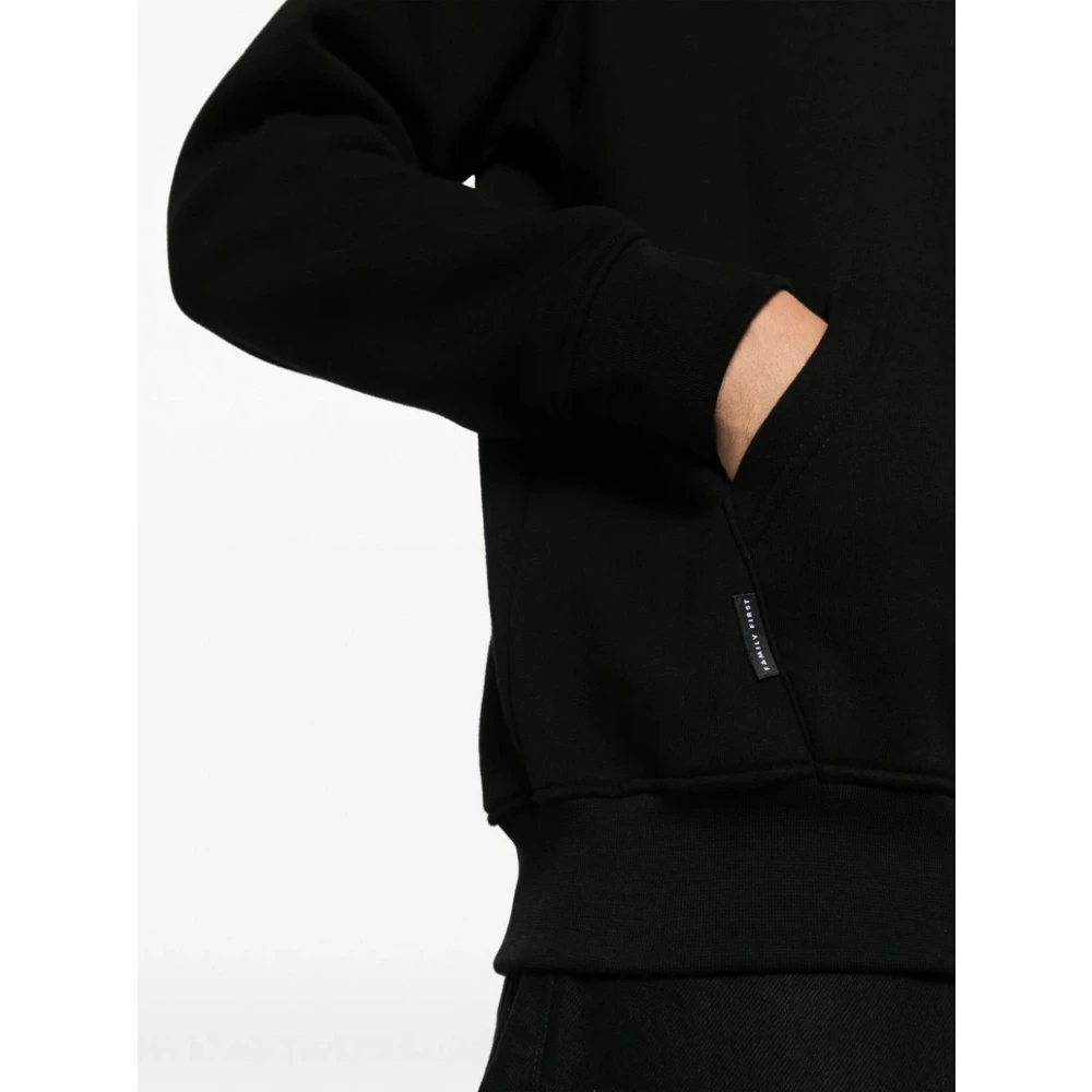Family First Zwarte Katoenmix Sweater met Logo Print Black Heren