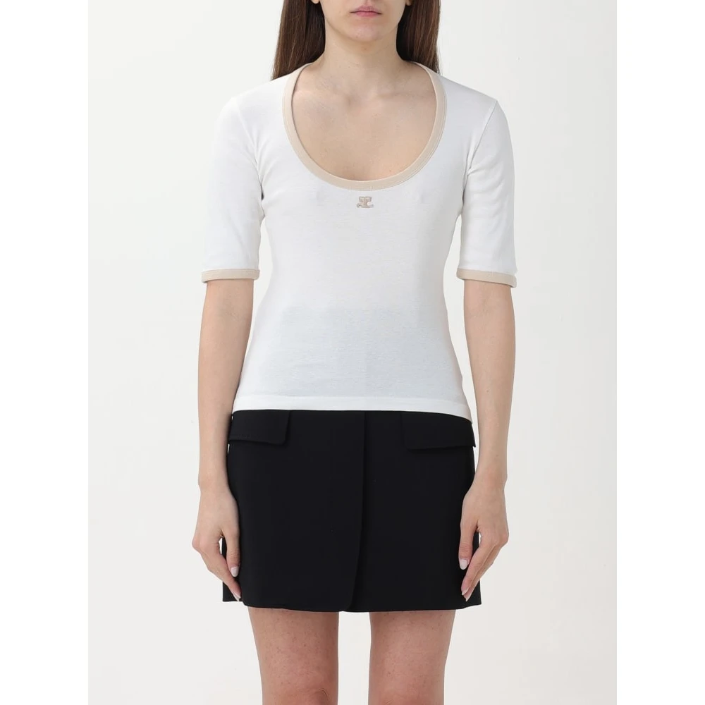 Courrèges Witte Holistische Contrast T-shirt White Dames