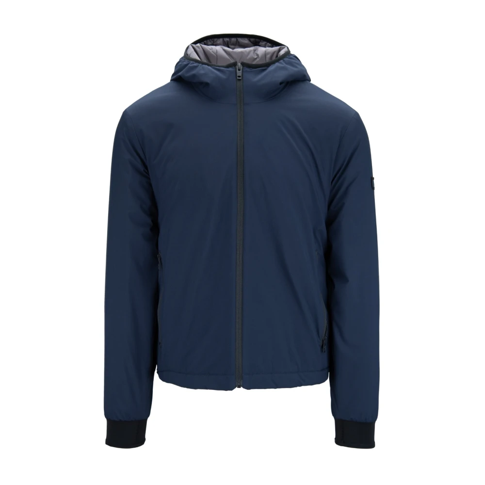 Fay Heren Knop Rits Hooded Puffer Jas Blue Heren