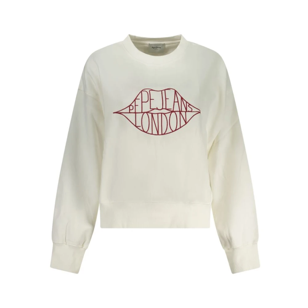 Pepe Jeans Women's White Bianco Cotton Sweatshirt - Sweatshirts - Xs - Sweatshirts & Hoodies