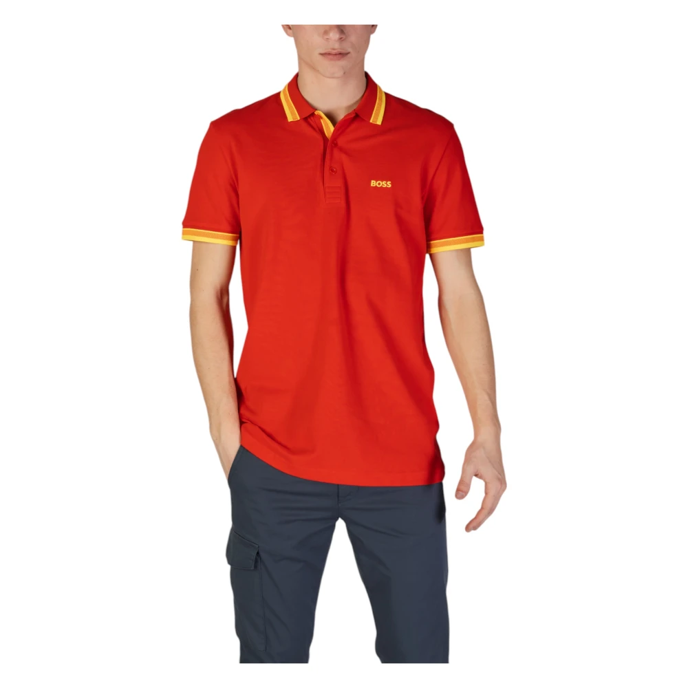 Hugo Boss Rode Plain Cotton Polo Shirt Red Heren