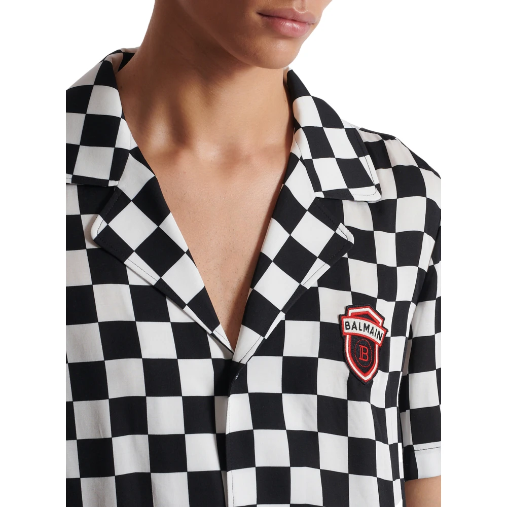 Balmain Satin Racing pyjama shirt Black Heren