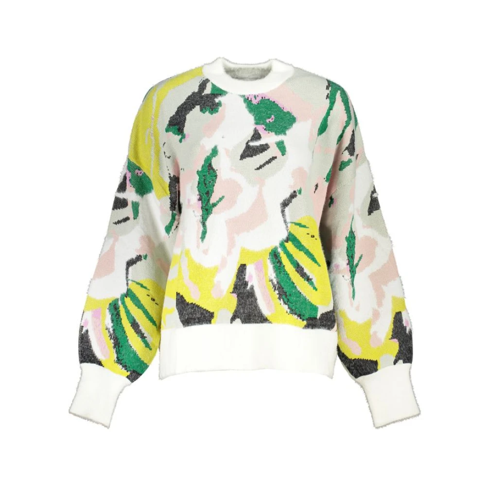 Desigual Donna Multicolor Elegante Maglione Con Collo Alto E Contrasto