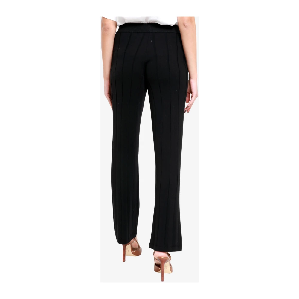Gran Sasso Zwarte Merinowol Wijde Pijp Broek Black Dames