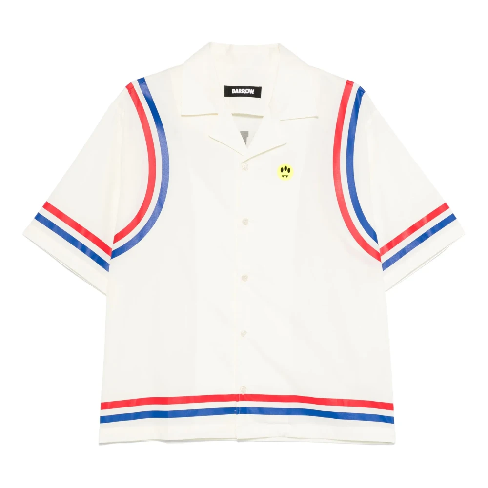 Barrow Wit Overhemd met Lijndetails Print White Heren