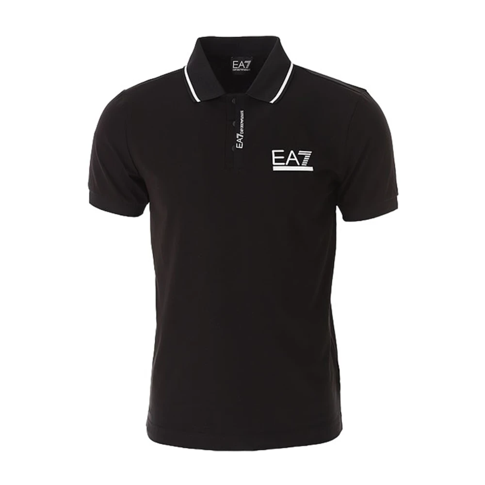 Emporio Armani EA7 Zwarte Katoenen Poloshirt met Logo Black Heren