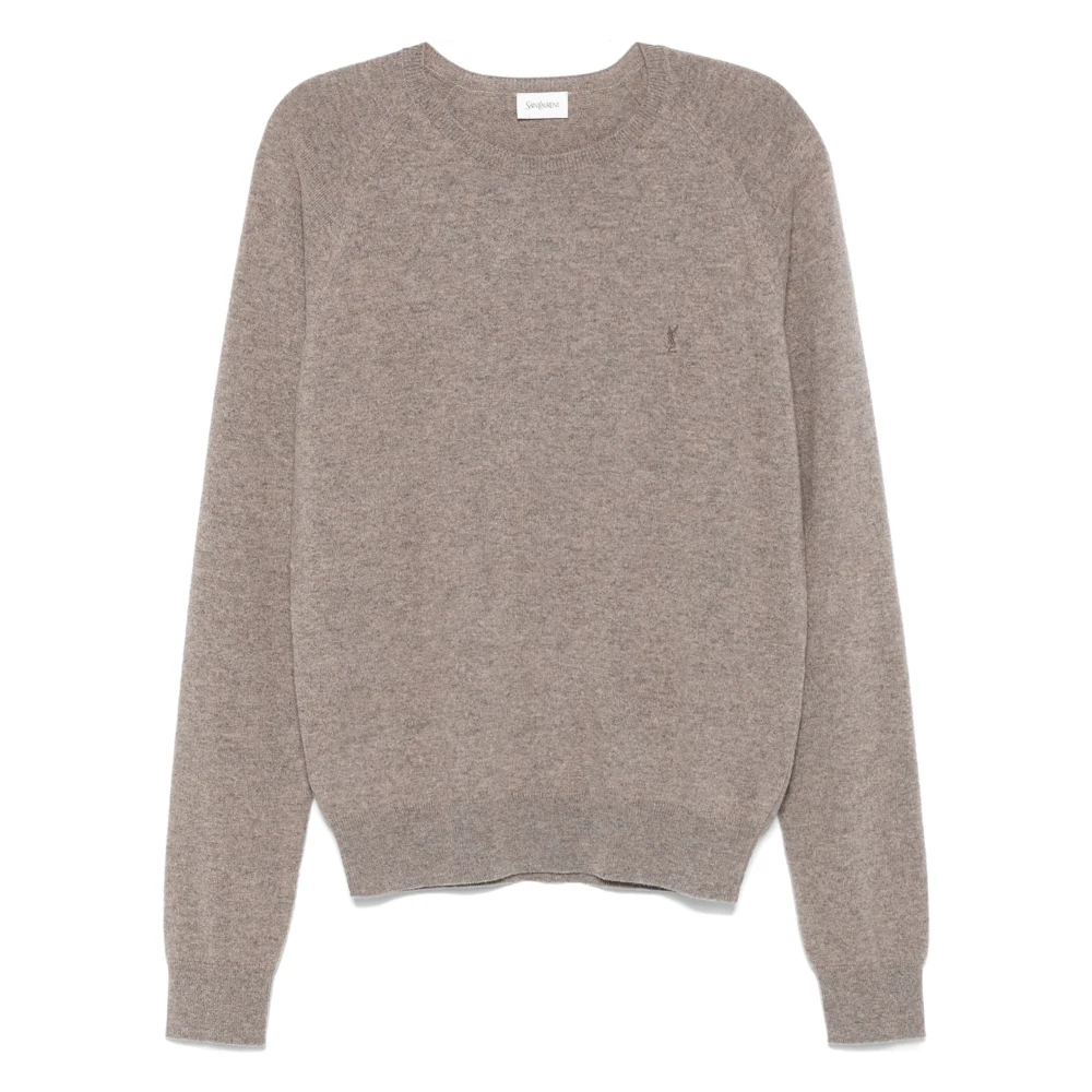 Saint Laurent Beige Crewneck Cashmere Sweater Beige, Herr