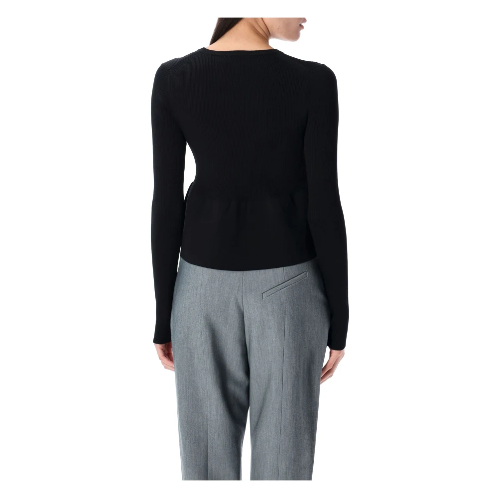 Ganni Zwarte Ribgebreide Strikkoord Vest Black Dames